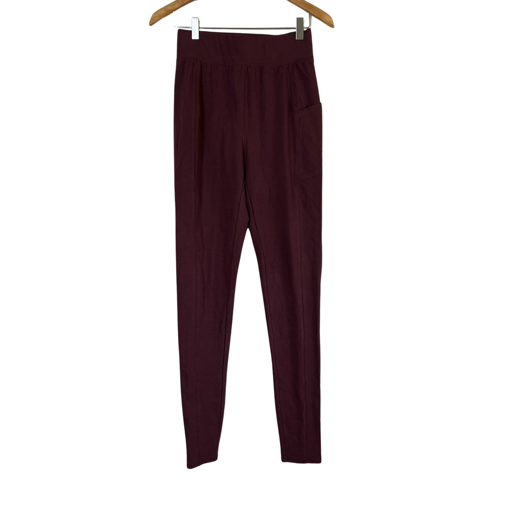 DENIM & CO Active Duo Stretch Pant with Side Pocket Deep Burgundy XXS Tall